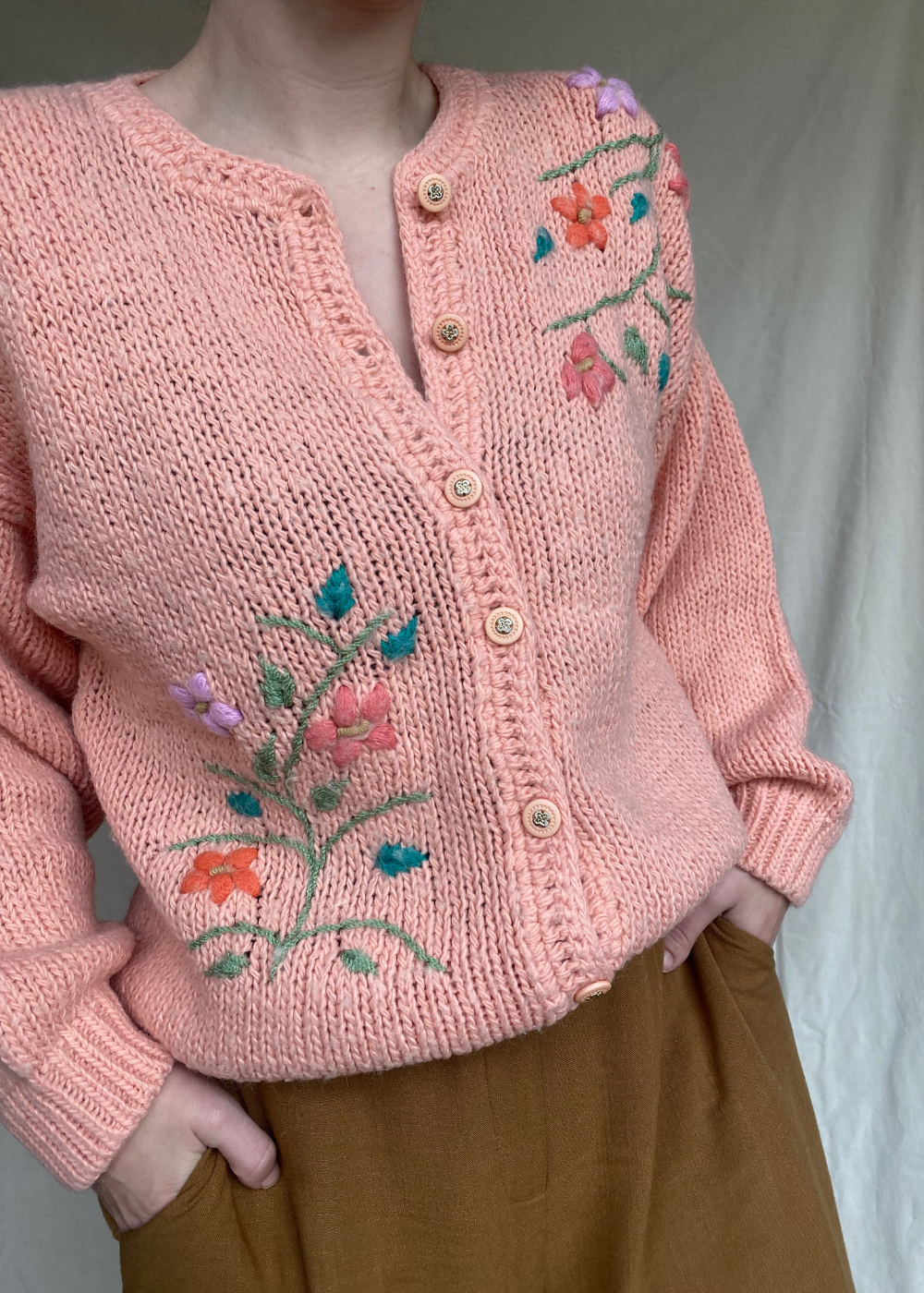 Poederroze gebreide trui – maat L/XL