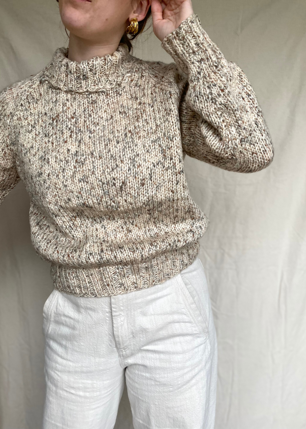 Beige/bruine gebreide trui - maat M/L