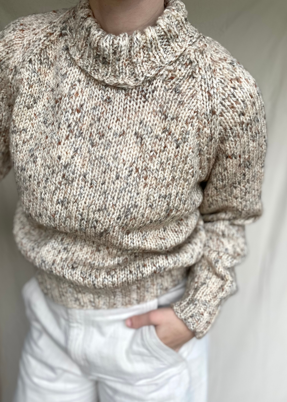 Beige/bruine gebreide trui - maat M/L