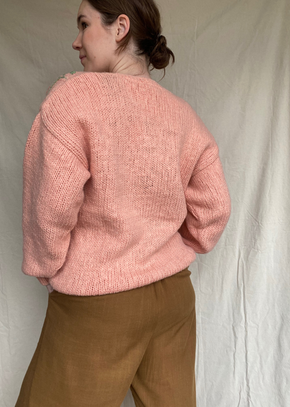 Poederroze gebreide trui – maat L/XL