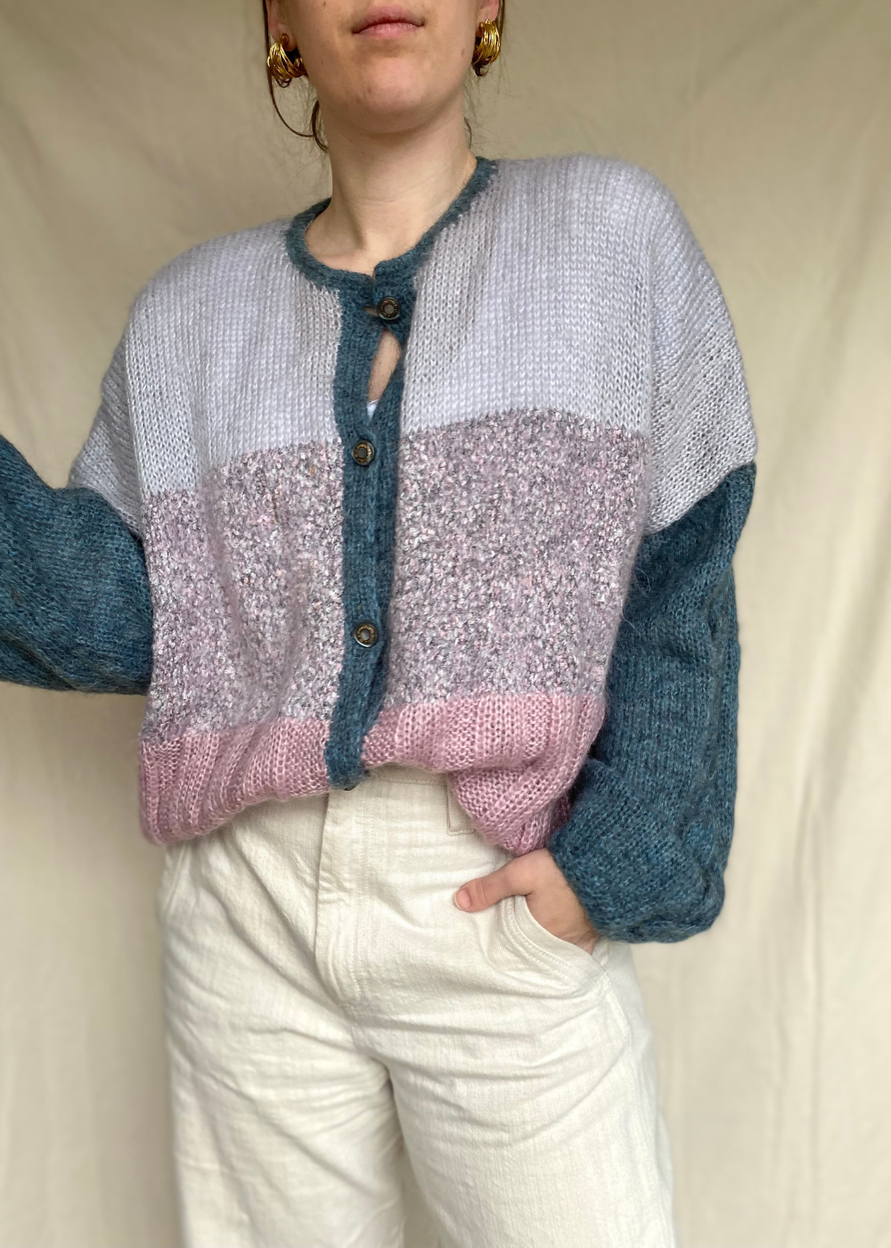 Kleurrijk mohair vest - maat XL/XXL