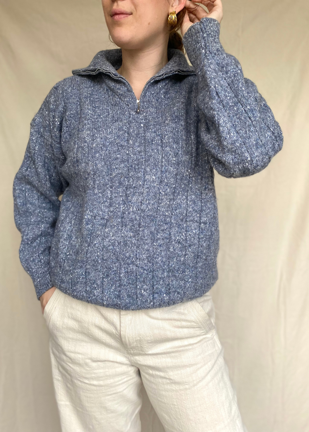 Wool zip-up sweater - maat M/L