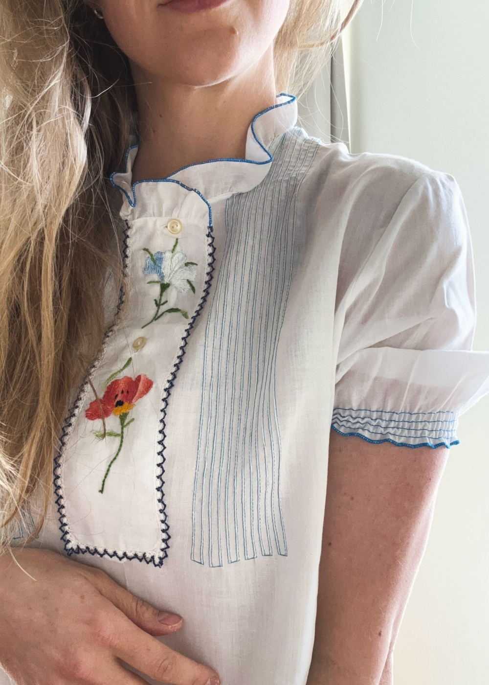 Embroidery katoenen blouse - maat XS/S