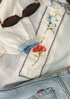 Embroidery katoenen blouse - maat XS/S