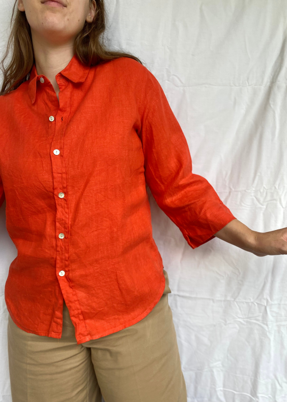 Rood linnen blouse - maat M/L