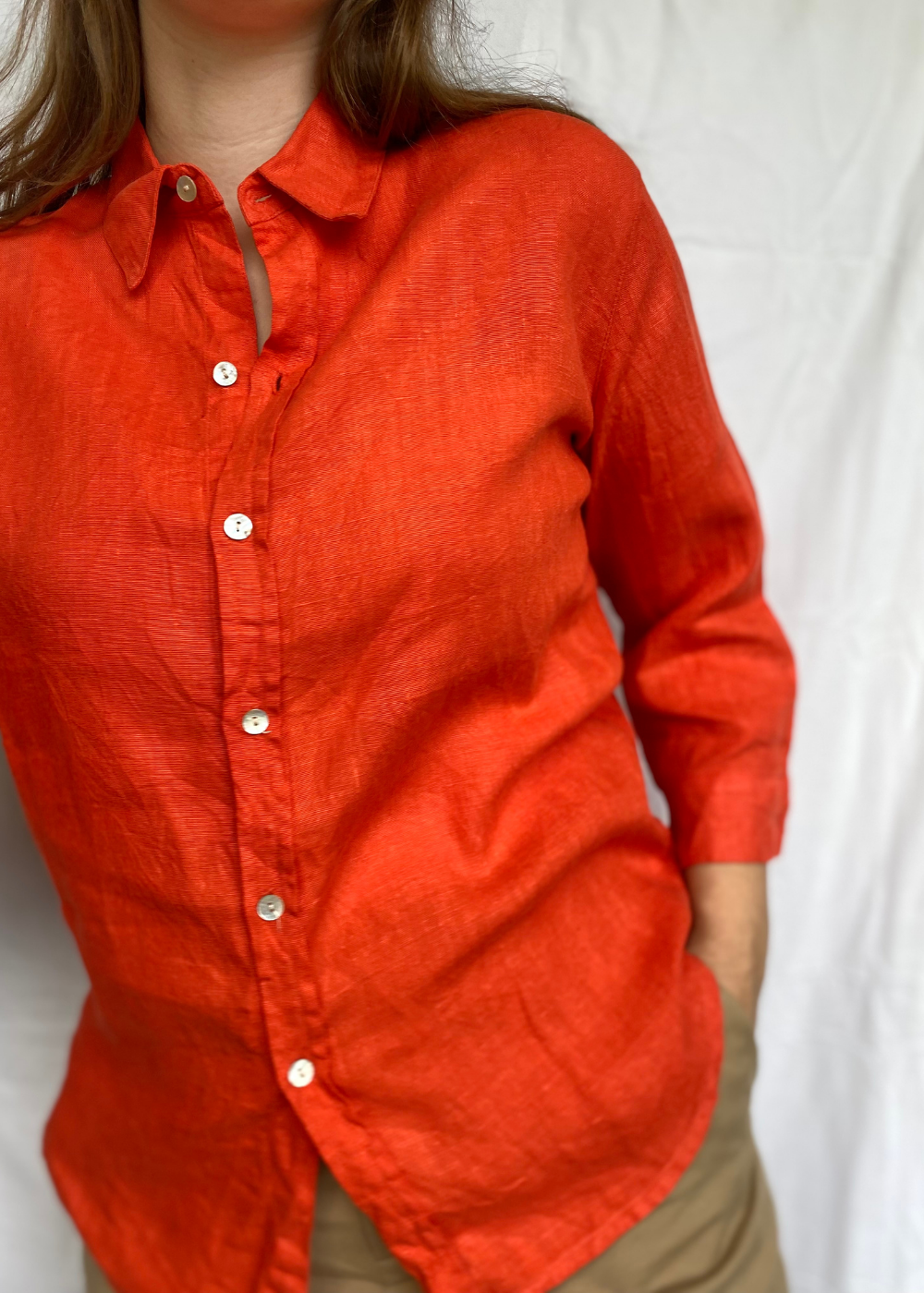 Rood linnen blouse - maat M/L