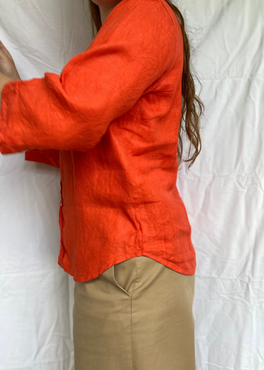 Rood linnen blouse - maat M/L