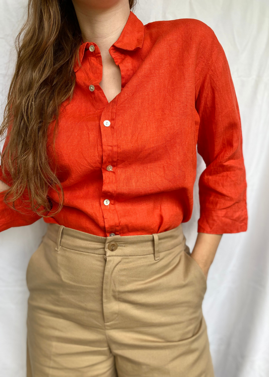 Rood linnen blouse - maat M/L