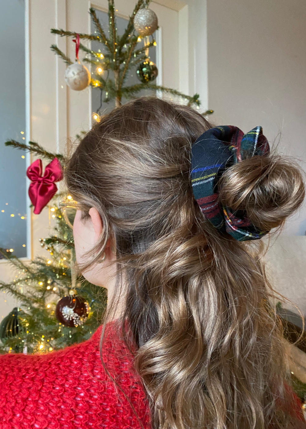 Geruiten scrunchie