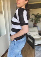 Bruin/wit gestreepte top - maat M