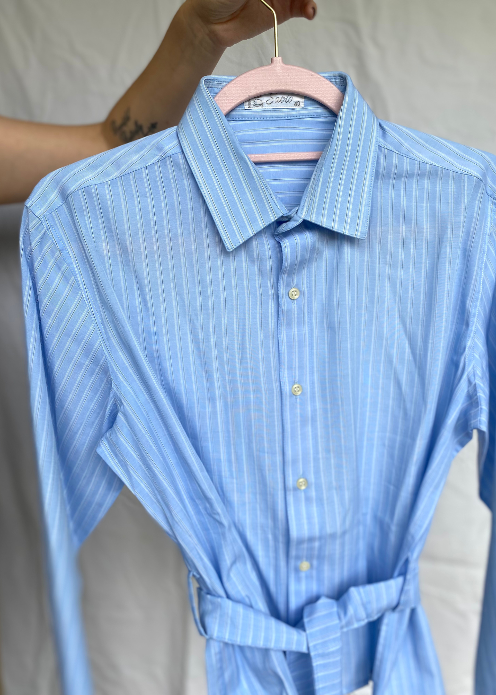 Remade - blauwe blouse met strepen - maat S/M