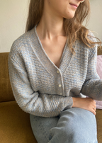 Blauw/grijs gebreid vest - maat S/M