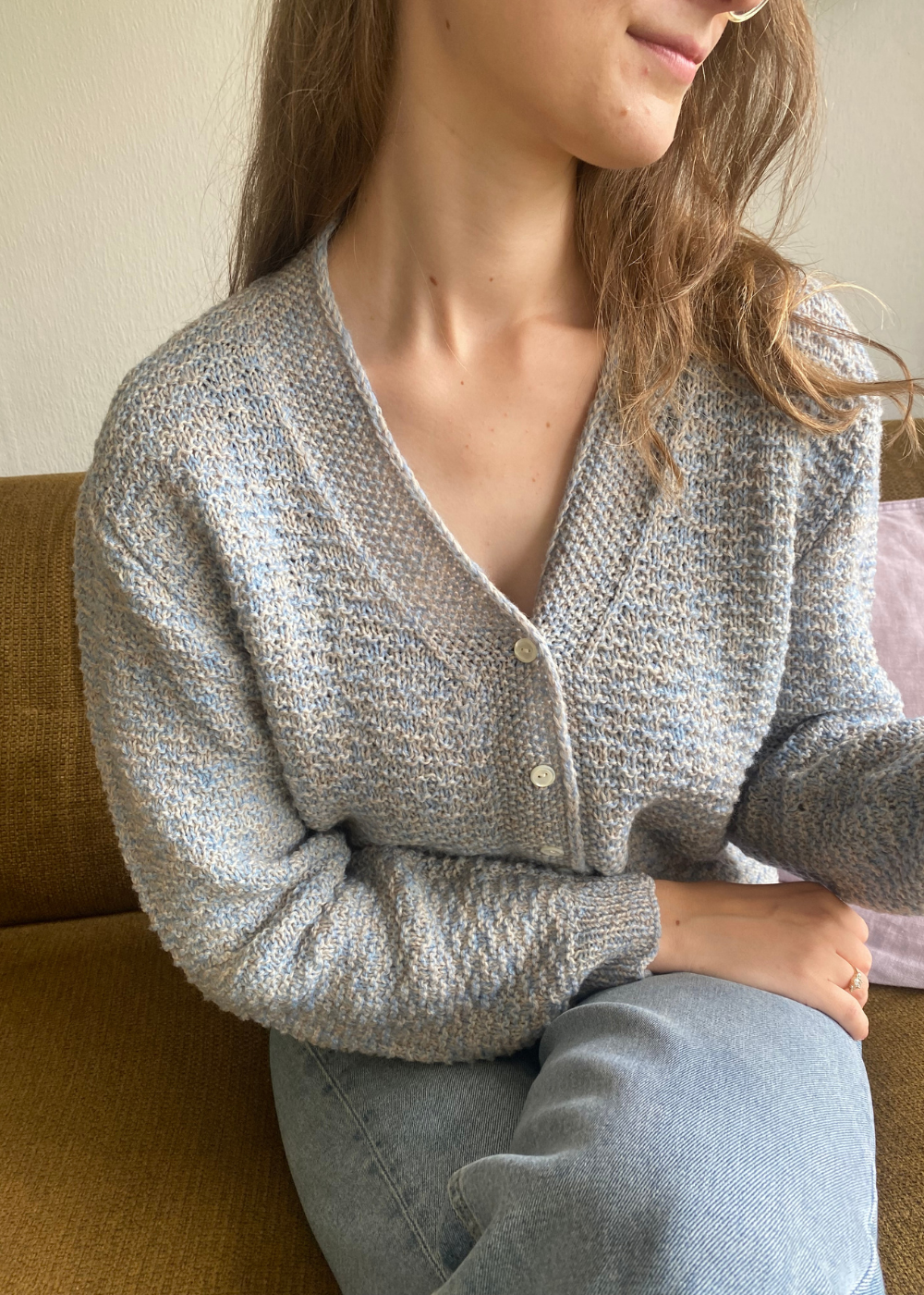 Blauw/grijs gebreid vest - maat S/M