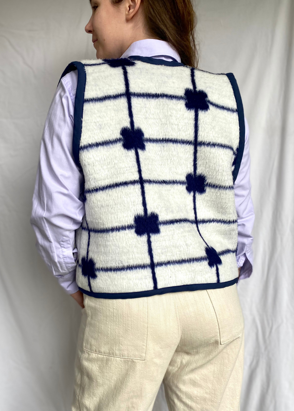 Blauw wollen gilet - maat M tot XL