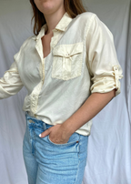 Creme witte zijde blouse - maat S/M