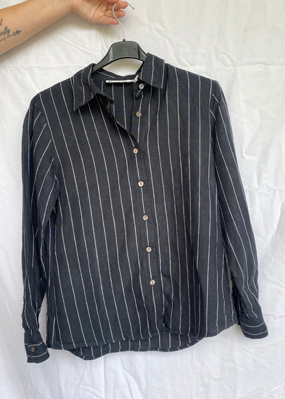 Zwarte linnen dames blouse - maat S/M
