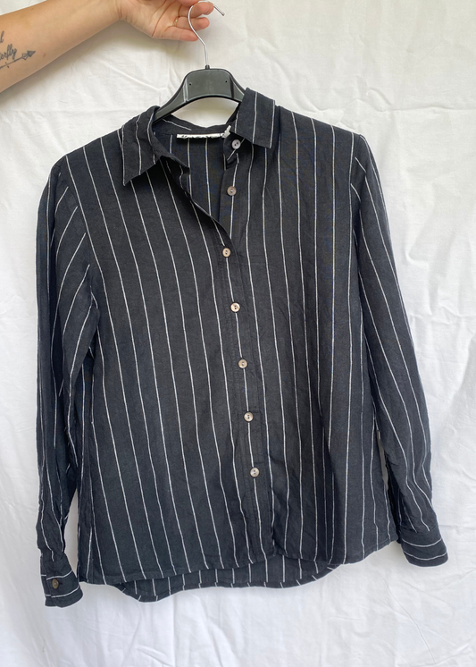 Zwarte linnen dames blouse - maat S/M
