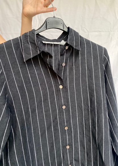 Zwarte linnen dames blouse - maat S/M