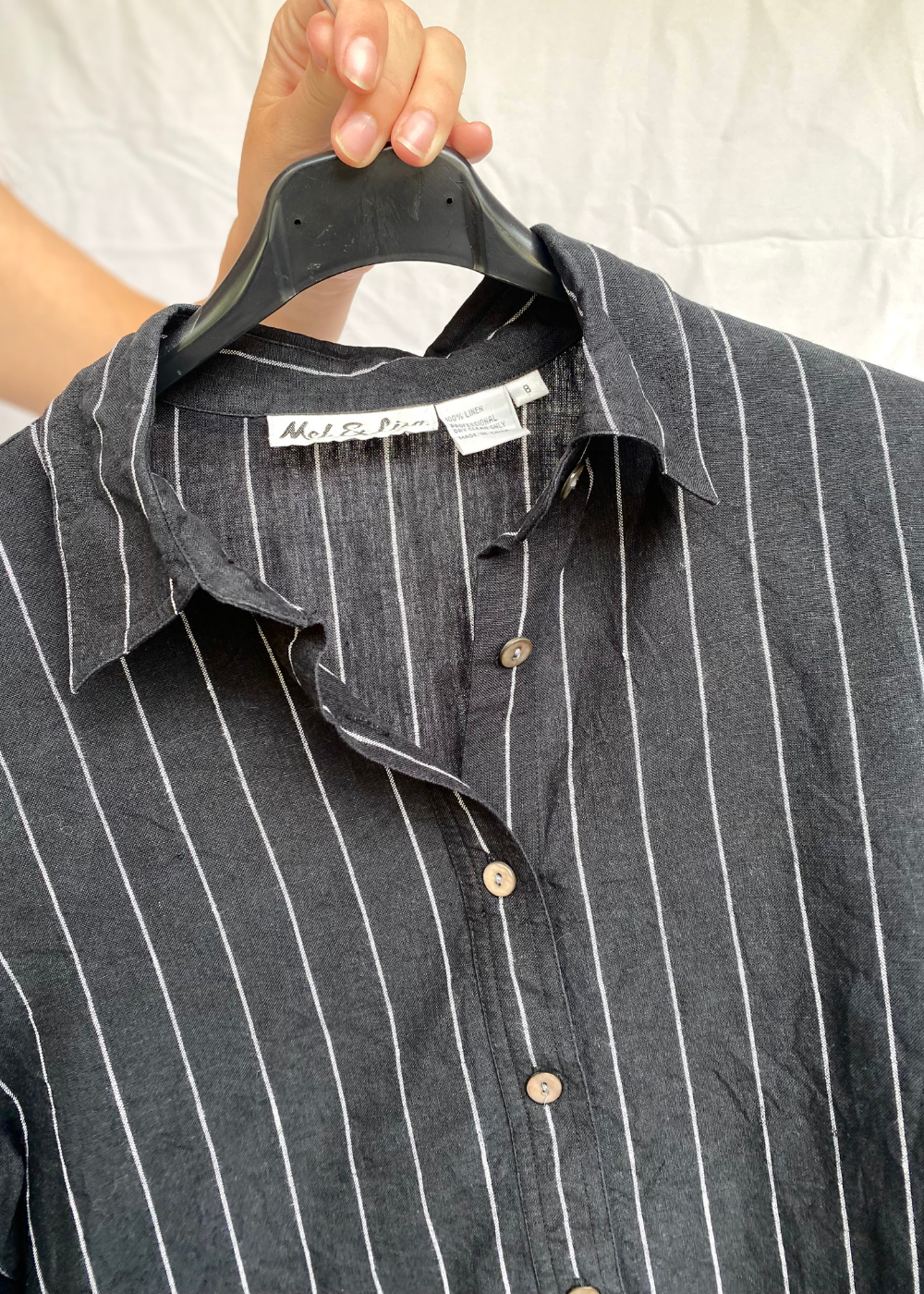 Zwarte linnen dames blouse - maat S/M