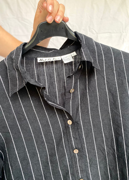 Zwarte linnen dames blouse - maat S/M