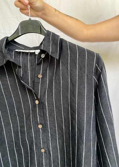 Zwarte linnen dames blouse - maat S/M
