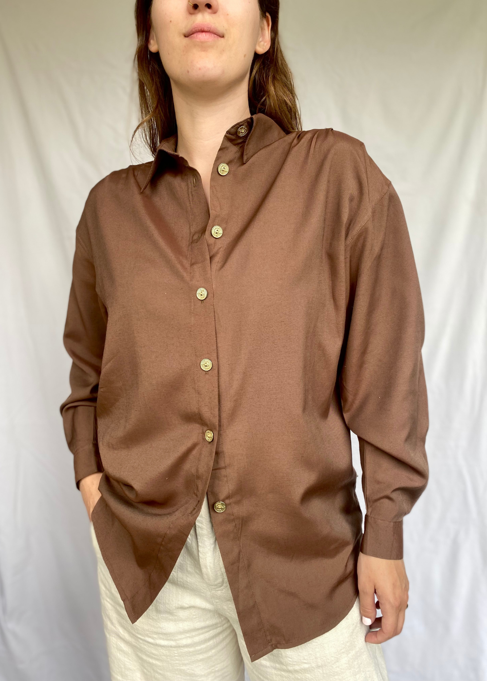Bruine dames blouse - maat L/XL