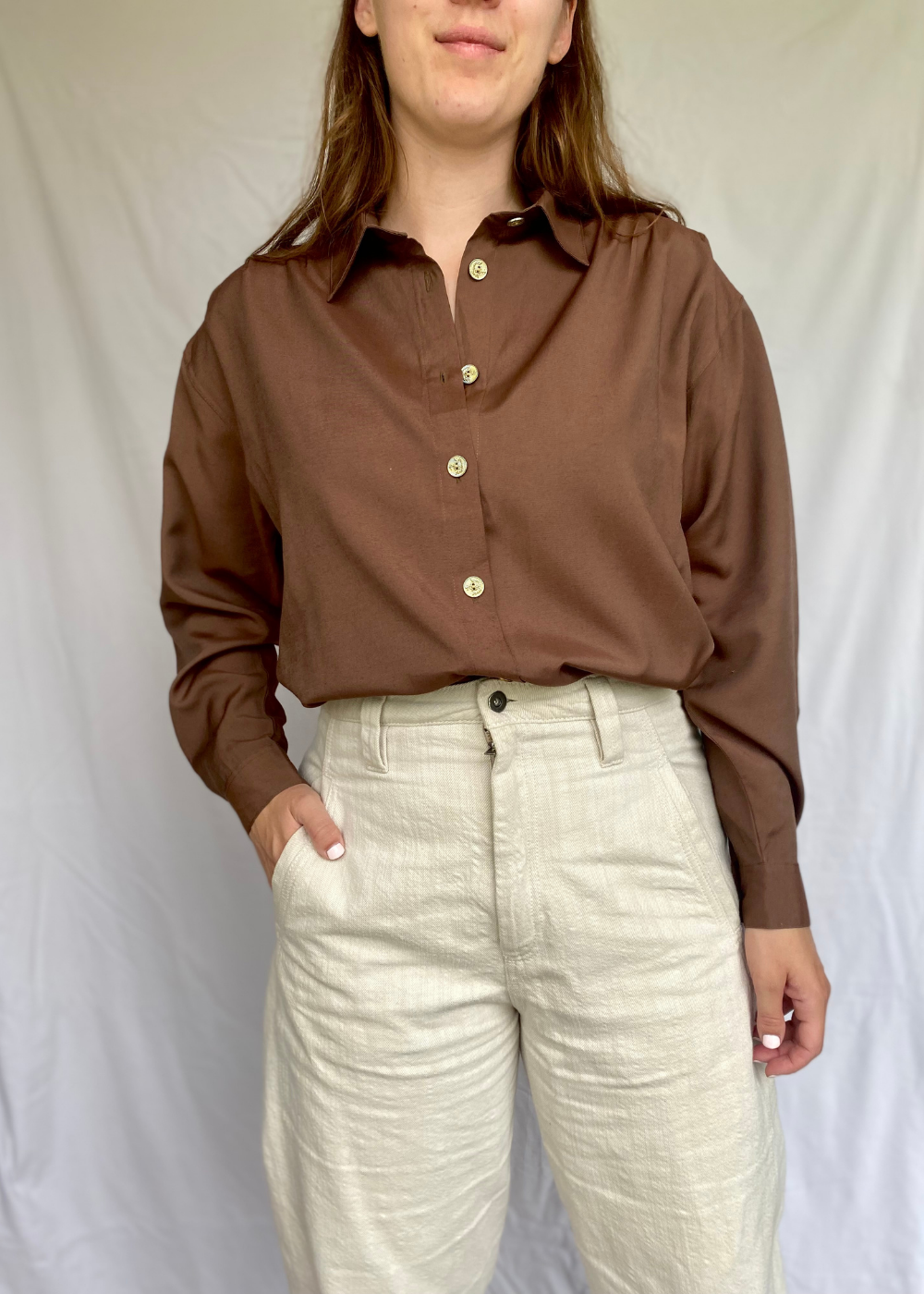 Bruine dames blouse - maat L/XL