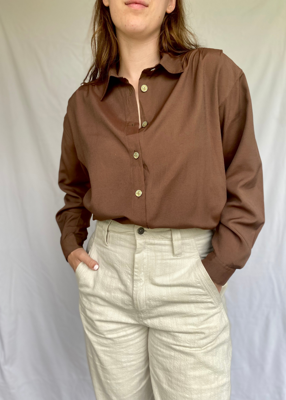 Bruine dames blouse - maat L/XL